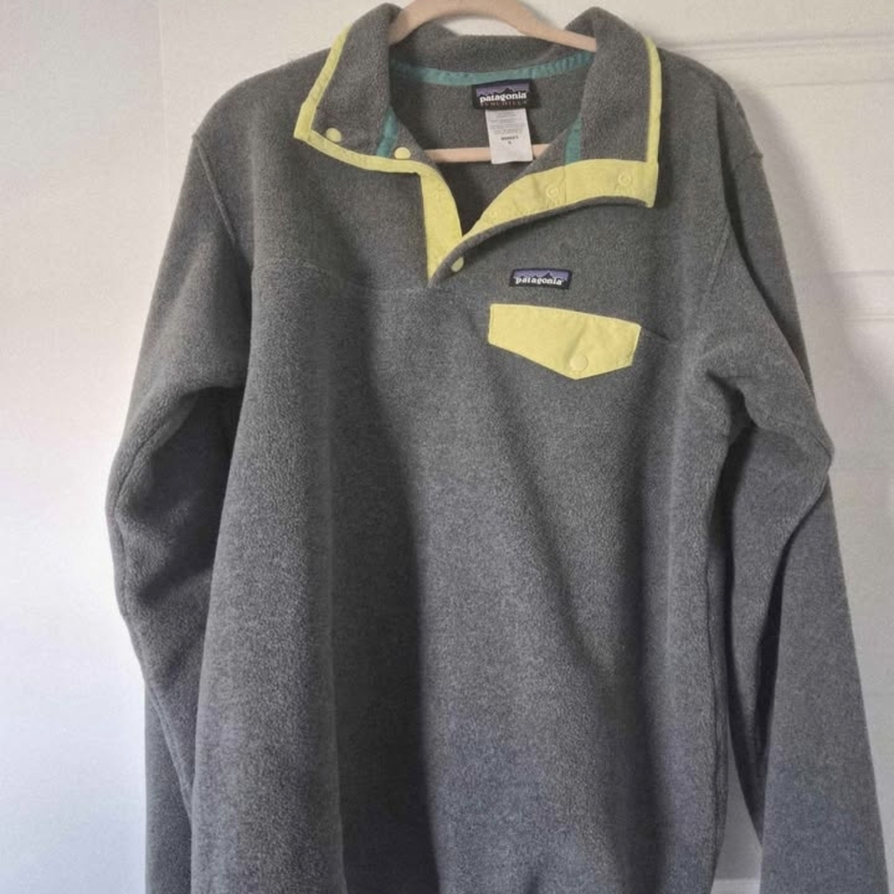 Patagonia Gray Fleece with Yellow Accents